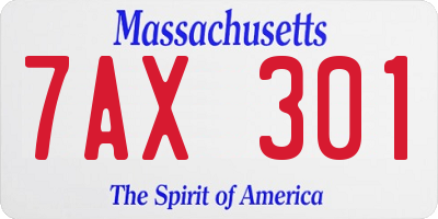 MA license plate 7AX301