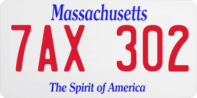 MA license plate 7AX302