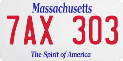 MA license plate 7AX303