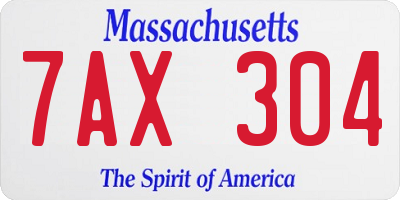 MA license plate 7AX304
