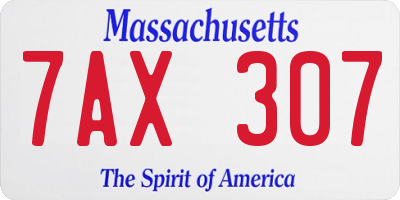 MA license plate 7AX307