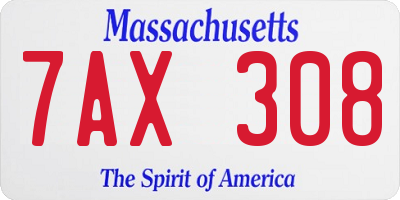 MA license plate 7AX308