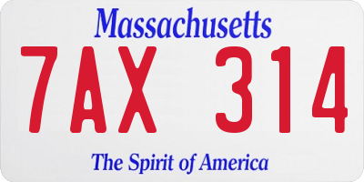 MA license plate 7AX314