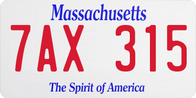 MA license plate 7AX315
