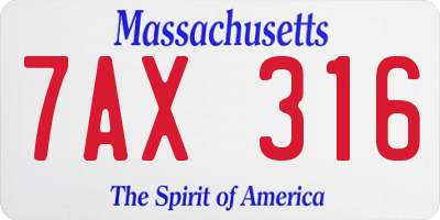 MA license plate 7AX316