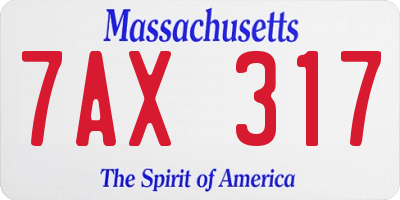 MA license plate 7AX317