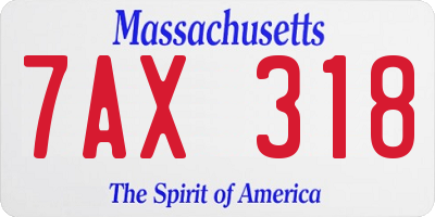 MA license plate 7AX318