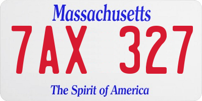 MA license plate 7AX327