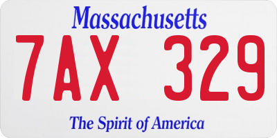 MA license plate 7AX329