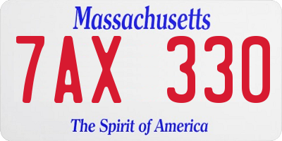MA license plate 7AX330