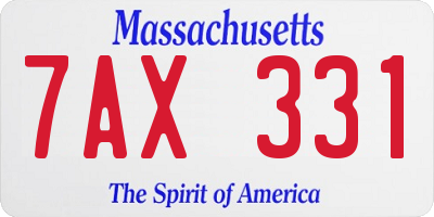 MA license plate 7AX331