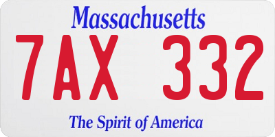 MA license plate 7AX332