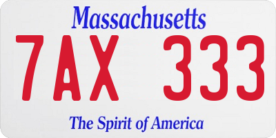 MA license plate 7AX333