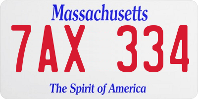 MA license plate 7AX334