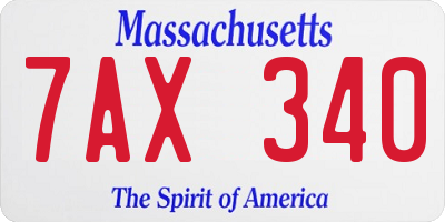 MA license plate 7AX340