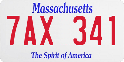 MA license plate 7AX341