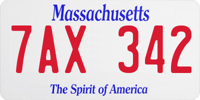 MA license plate 7AX342