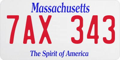 MA license plate 7AX343