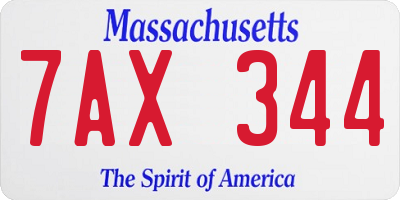 MA license plate 7AX344