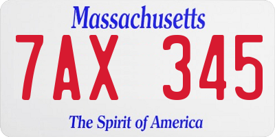 MA license plate 7AX345