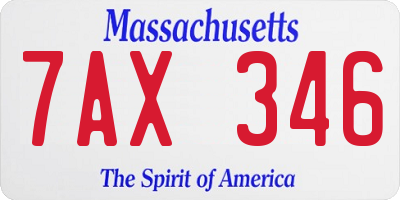 MA license plate 7AX346