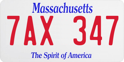 MA license plate 7AX347