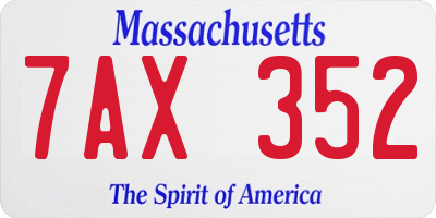 MA license plate 7AX352