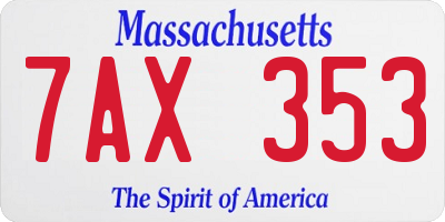 MA license plate 7AX353