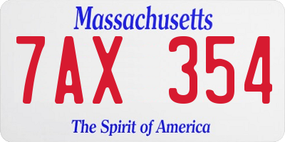 MA license plate 7AX354
