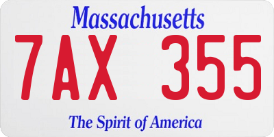 MA license plate 7AX355