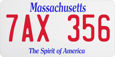 MA license plate 7AX356