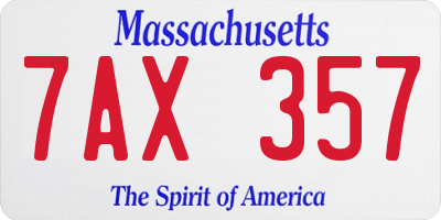 MA license plate 7AX357