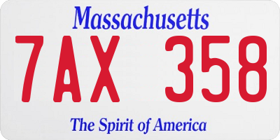 MA license plate 7AX358