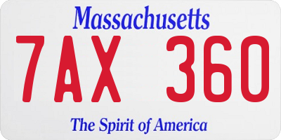 MA license plate 7AX360