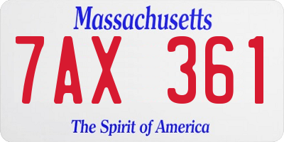 MA license plate 7AX361