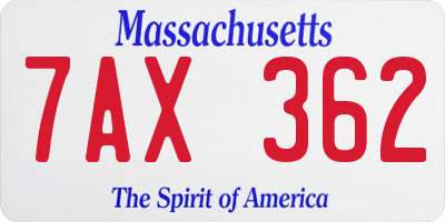 MA license plate 7AX362