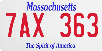 MA license plate 7AX363