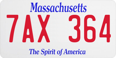 MA license plate 7AX364
