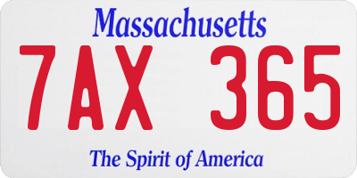 MA license plate 7AX365