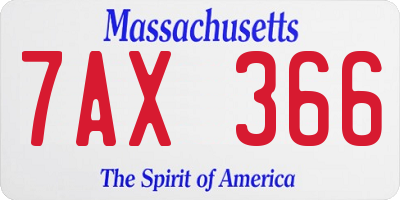 MA license plate 7AX366