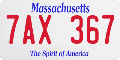 MA license plate 7AX367