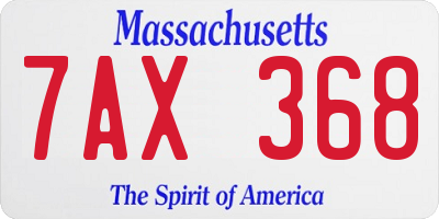 MA license plate 7AX368