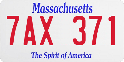 MA license plate 7AX371