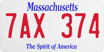 MA license plate 7AX374