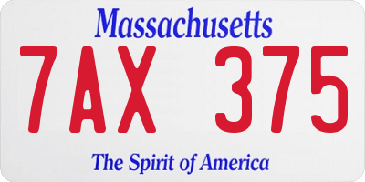 MA license plate 7AX375