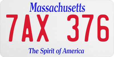 MA license plate 7AX376