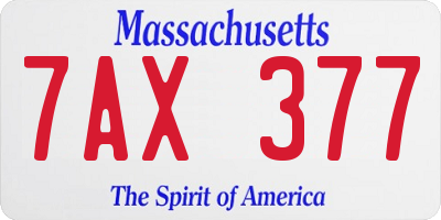 MA license plate 7AX377