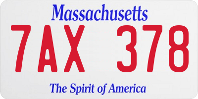 MA license plate 7AX378