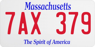 MA license plate 7AX379