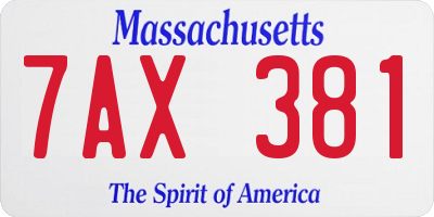 MA license plate 7AX381